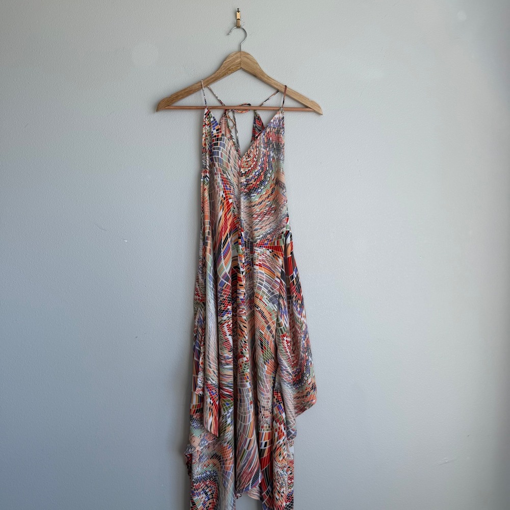 Meghan Los Angeles Geometric Print 70s‎ Style Midi Dress